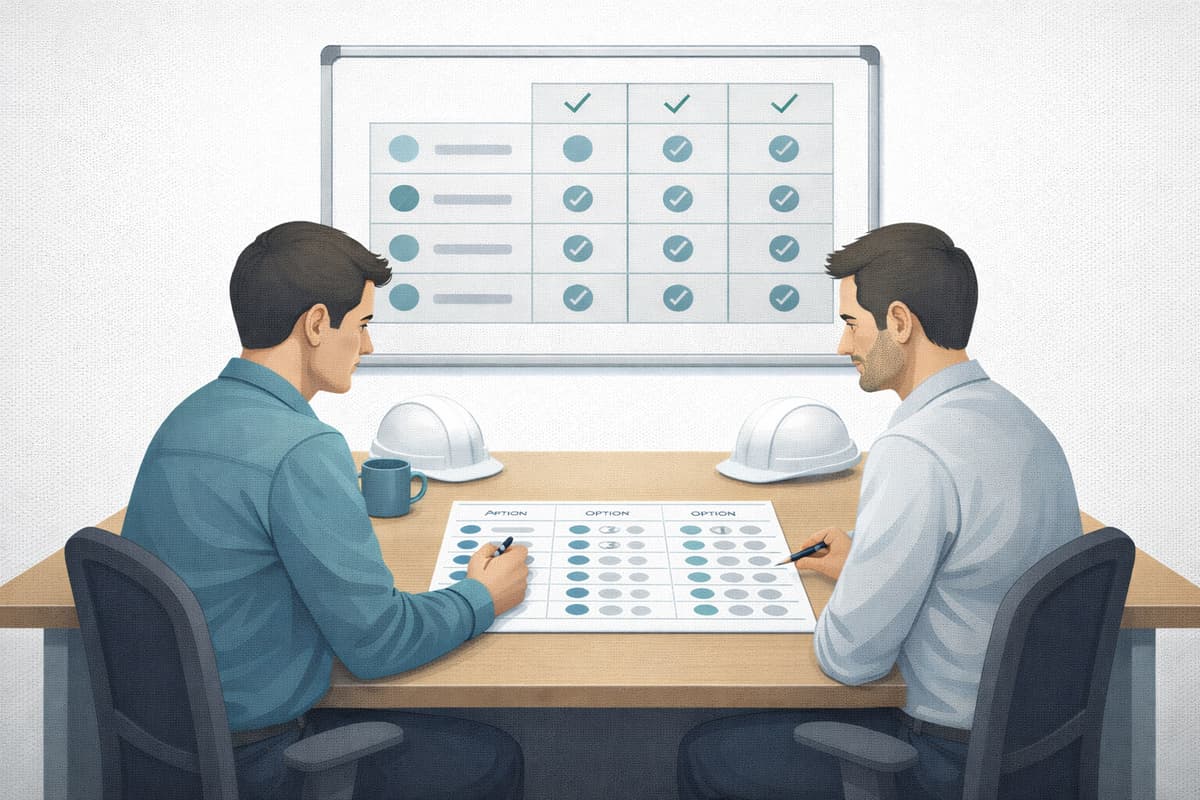 Decision Matrix Excel template with weighted scoring normalised rankings and comparison dashboard