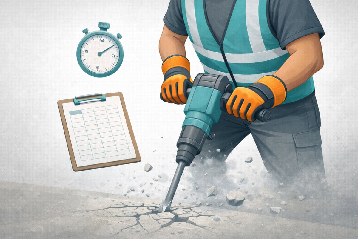 HAVS Monitoring Register Excel template for hand-arm vibration exposure tracking
