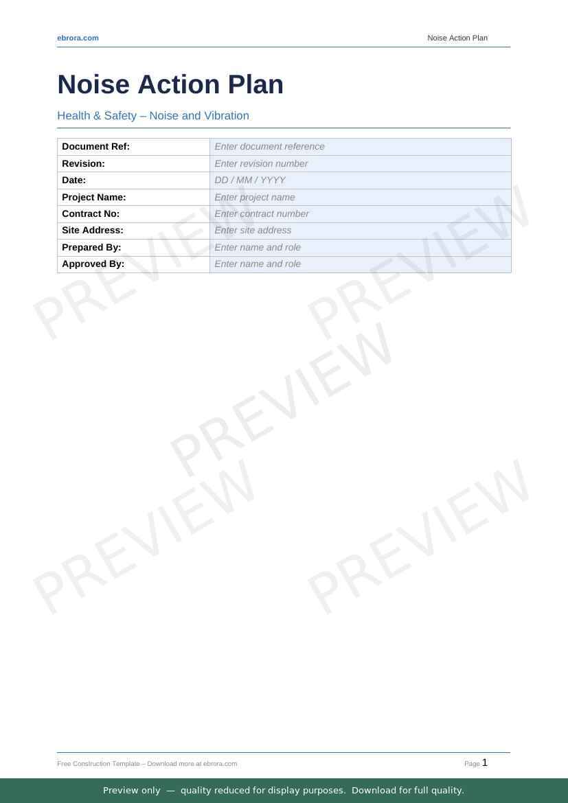 Preview of Noise Action Plan — first two pages at A4 size