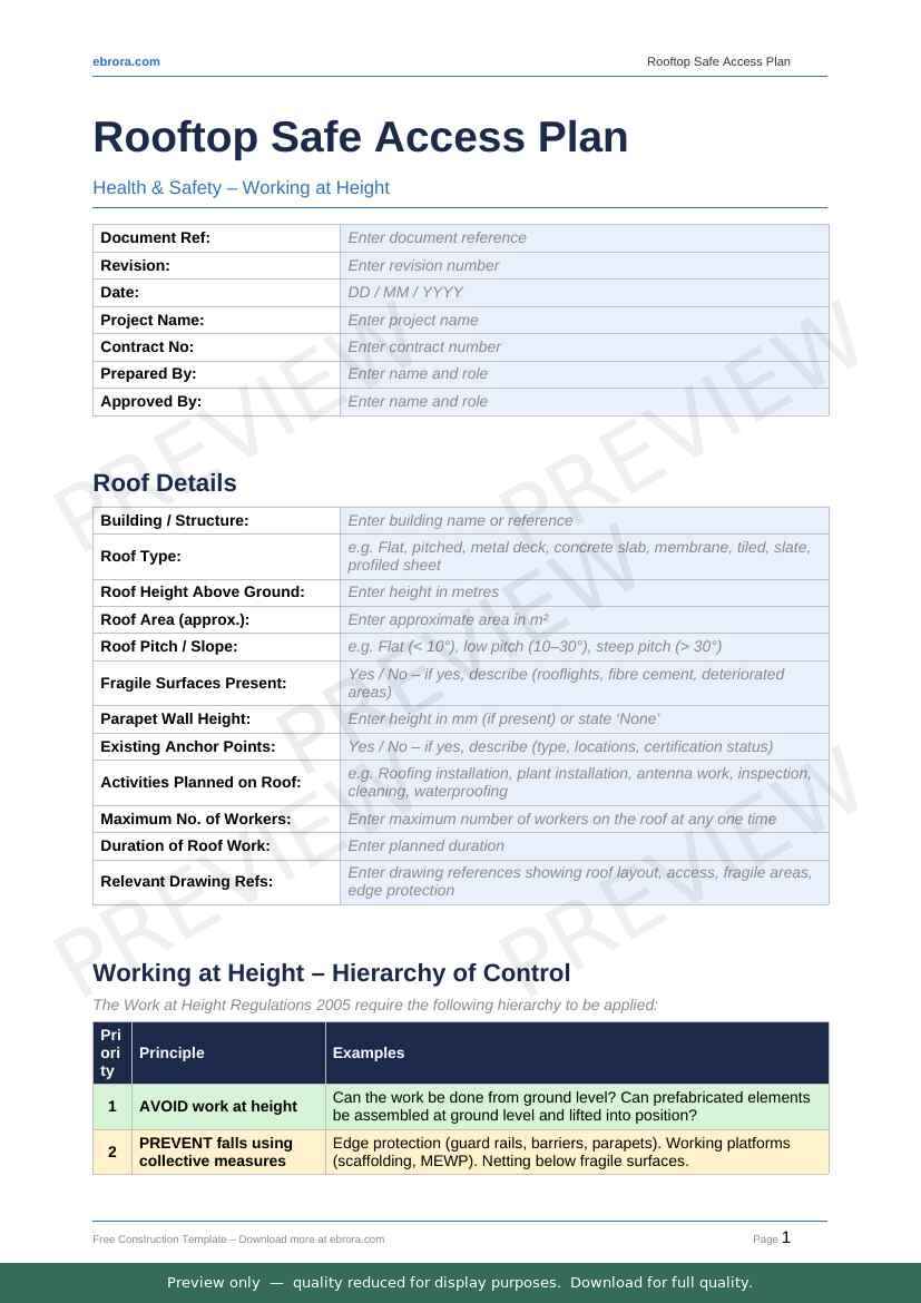 Preview of Rooftop Safe Access Plan — first two pages at A4 size